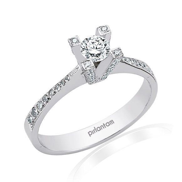 1.05 ct. Pırlanta Kolu Taşlı Tektaş Yüzük
